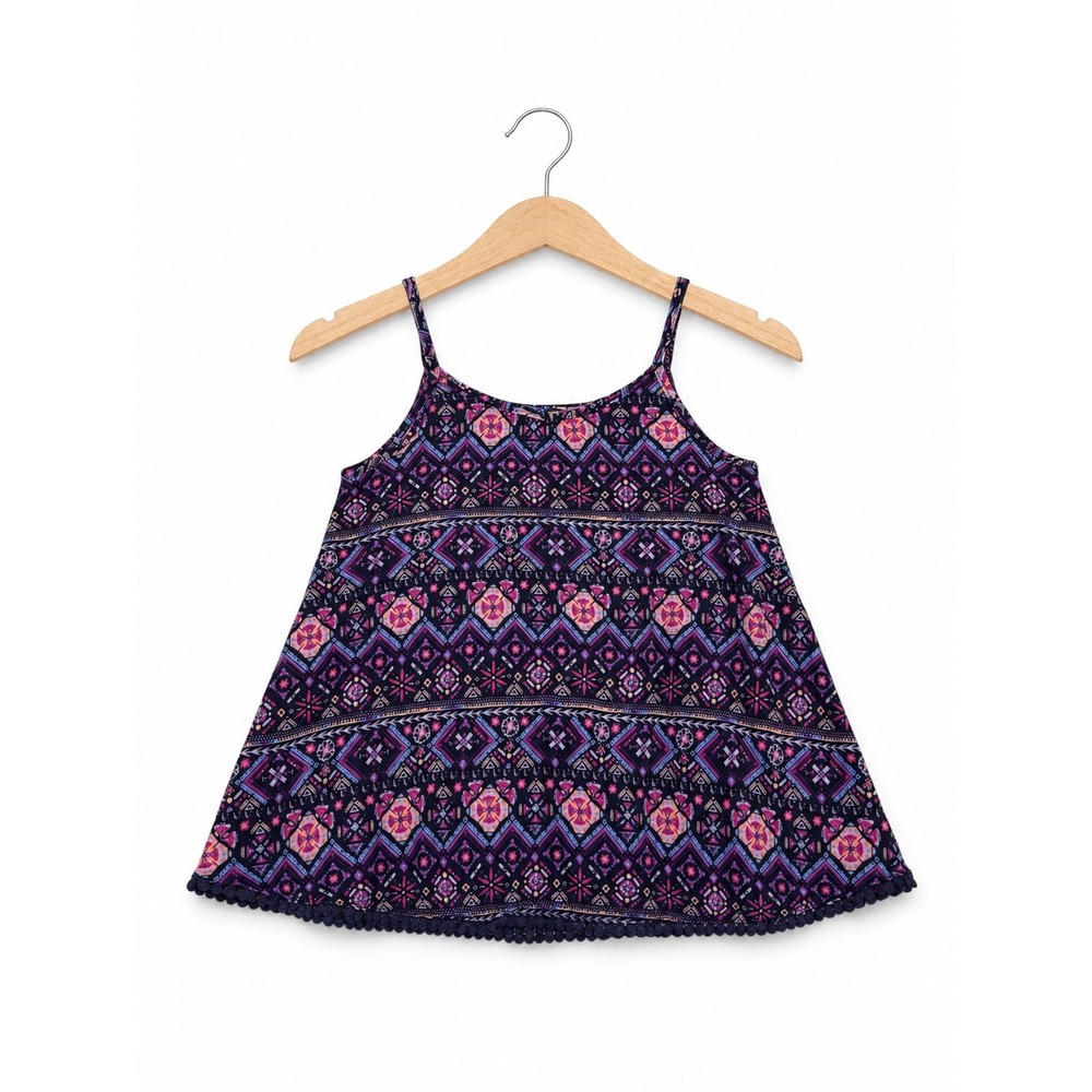Mudd Girls Boho‎ Medallion Print Tank Top Purple Pink Adjustable Strap Size 12